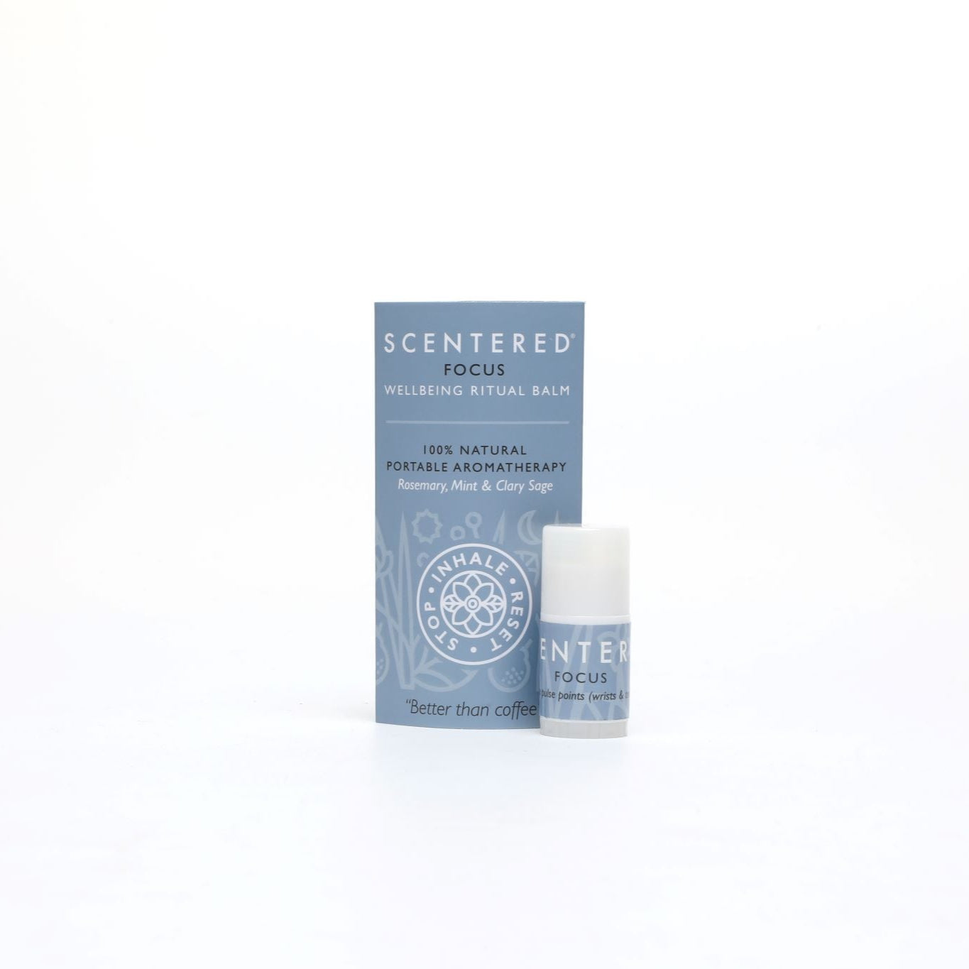 Scentered's Focus Aromatherapy Balm, an eco-friendly product designed to improve concentration and mental clarity