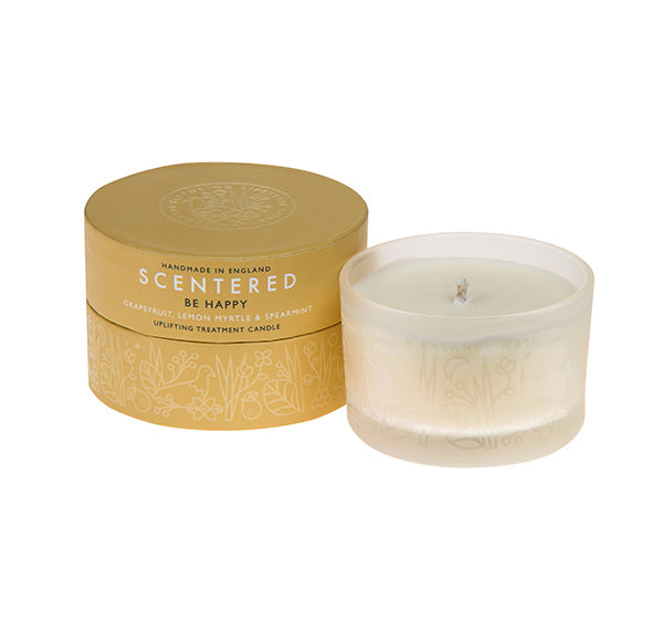 Scentered Aromatherapy Be Happy Travel Candle - Grapefruit Lemon Small Scented Candle Therapy Candle
